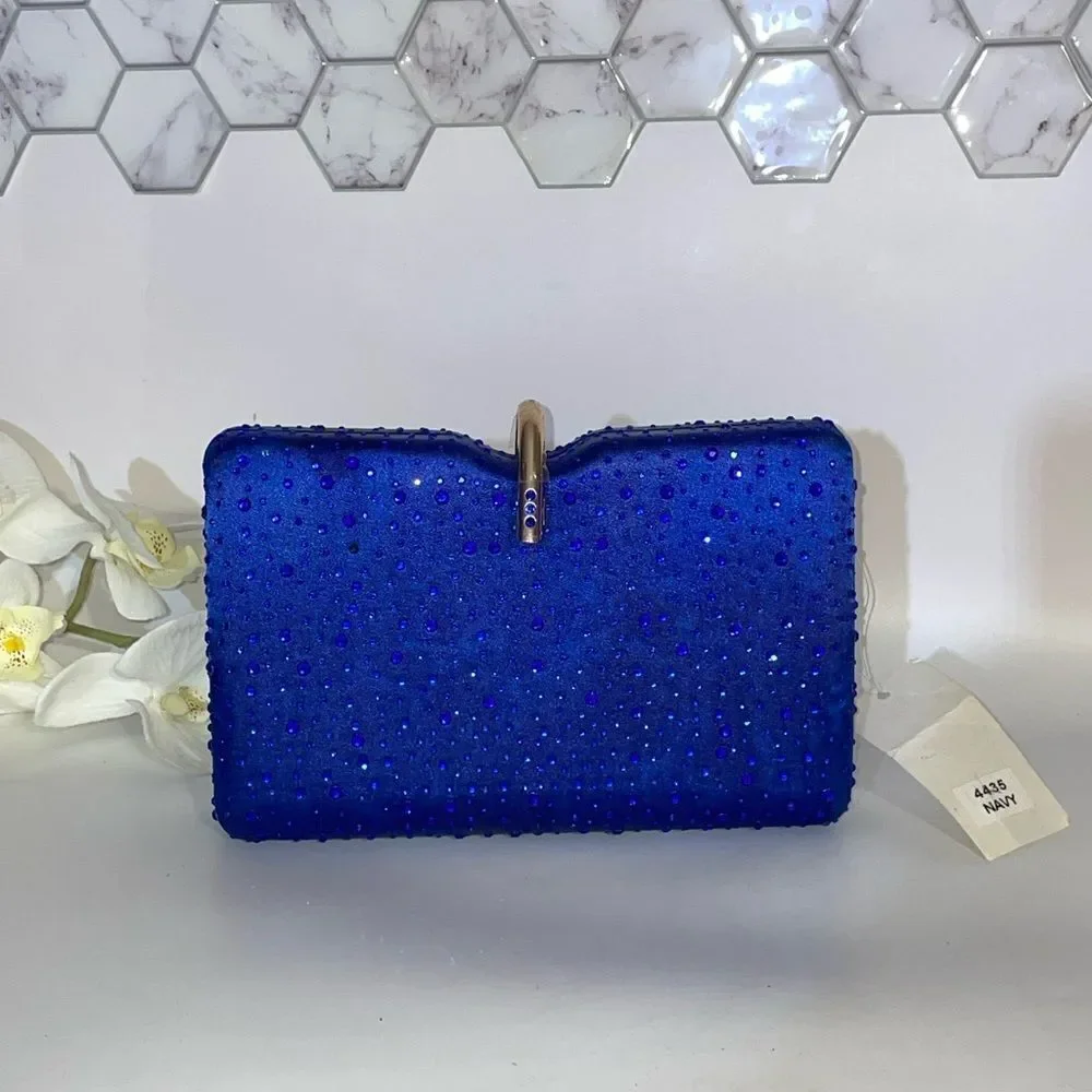 Elegant Blue Rhinestone Clutch Bag